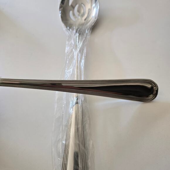 NIP Reed & Barton Woodbury Outline 18/10 Stainless Large Solid Serving Set (2) - Picture 2 of 4